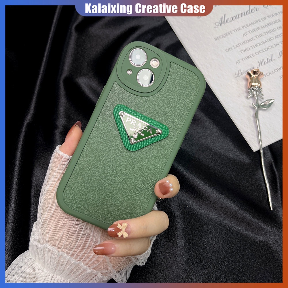 Case Bahan Kulit Desain Prada Untuk iPhone 14 ProMax 14 Plus 13 12 11 Pro Max Xs Max Xr X Xs