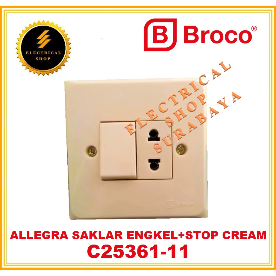BROCO ALLEGRA IB SAKLAR ENGKEL + STOP KONTAK CREAM C25361 (GROSIR) C2536111 SWITCH SOCKET INBOW ORI