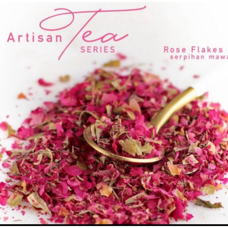 

artisan tea cafe - rose flakes serpihan bunga mawar kering sampel 50gram