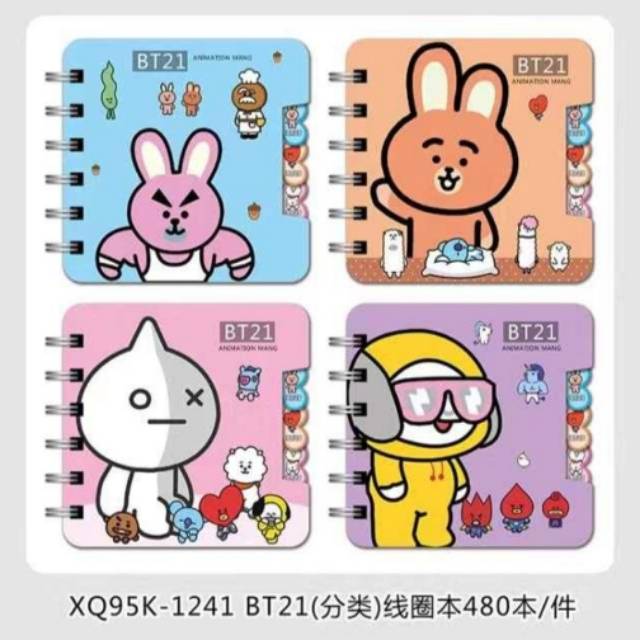 

20pcs Notes BT21 / Buku Memo BTS / Memo Ring BT21