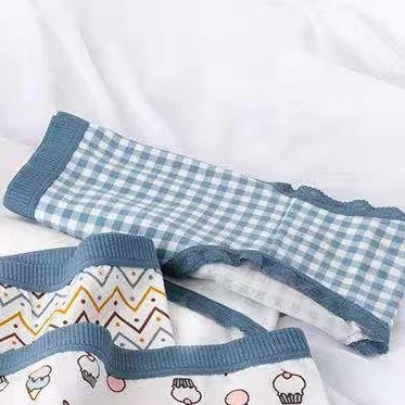 HOHO_HWANG (C-115) CD imut fashion Undies Celana Dalam Wanita Corak high quality katun import-C-115 biru kotak