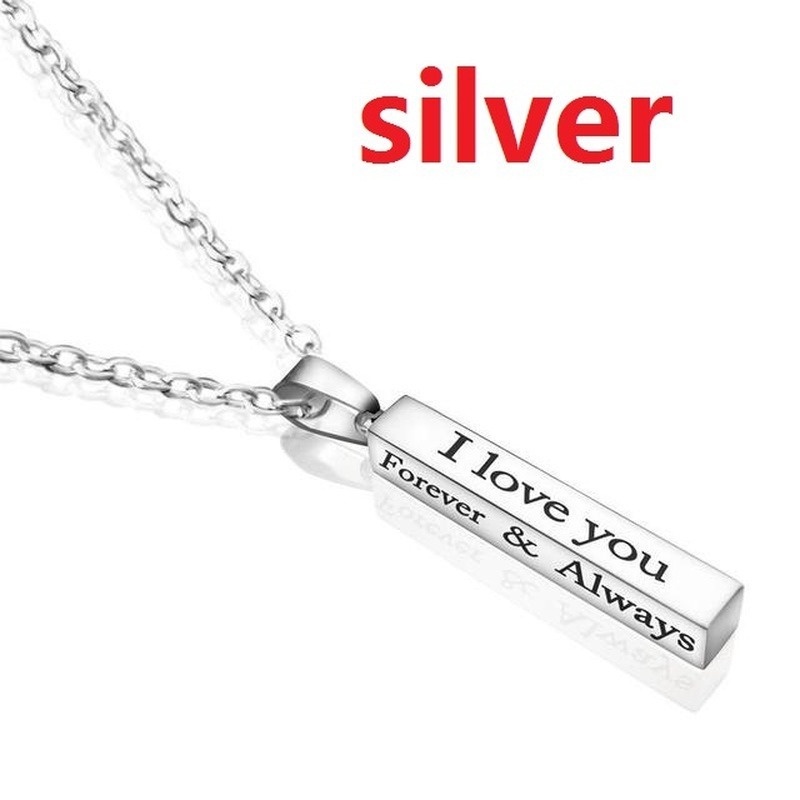 Kalung Liontin Tulisan I LOVE YOU Bahan Titanium Steel 316l Untuk Pria Dan Wanita