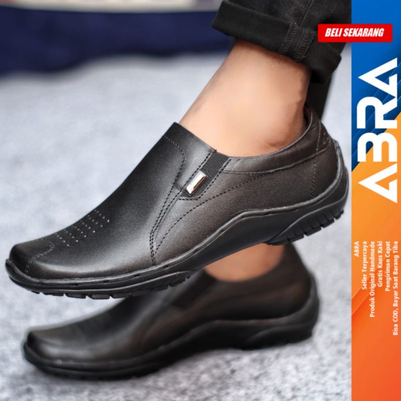 BADIL Sepatu Slip On Casual Kulit Asli  Kasual Formal Pantofel Kerja Kantor Kondangan Original Murah Pria/Cowok