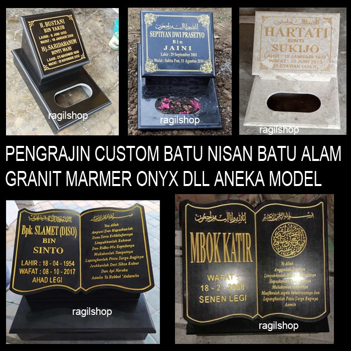 custom nisan makam batu alam granit marmer onyx kaligrafi harga sesuai model dan tujuan ragilshop