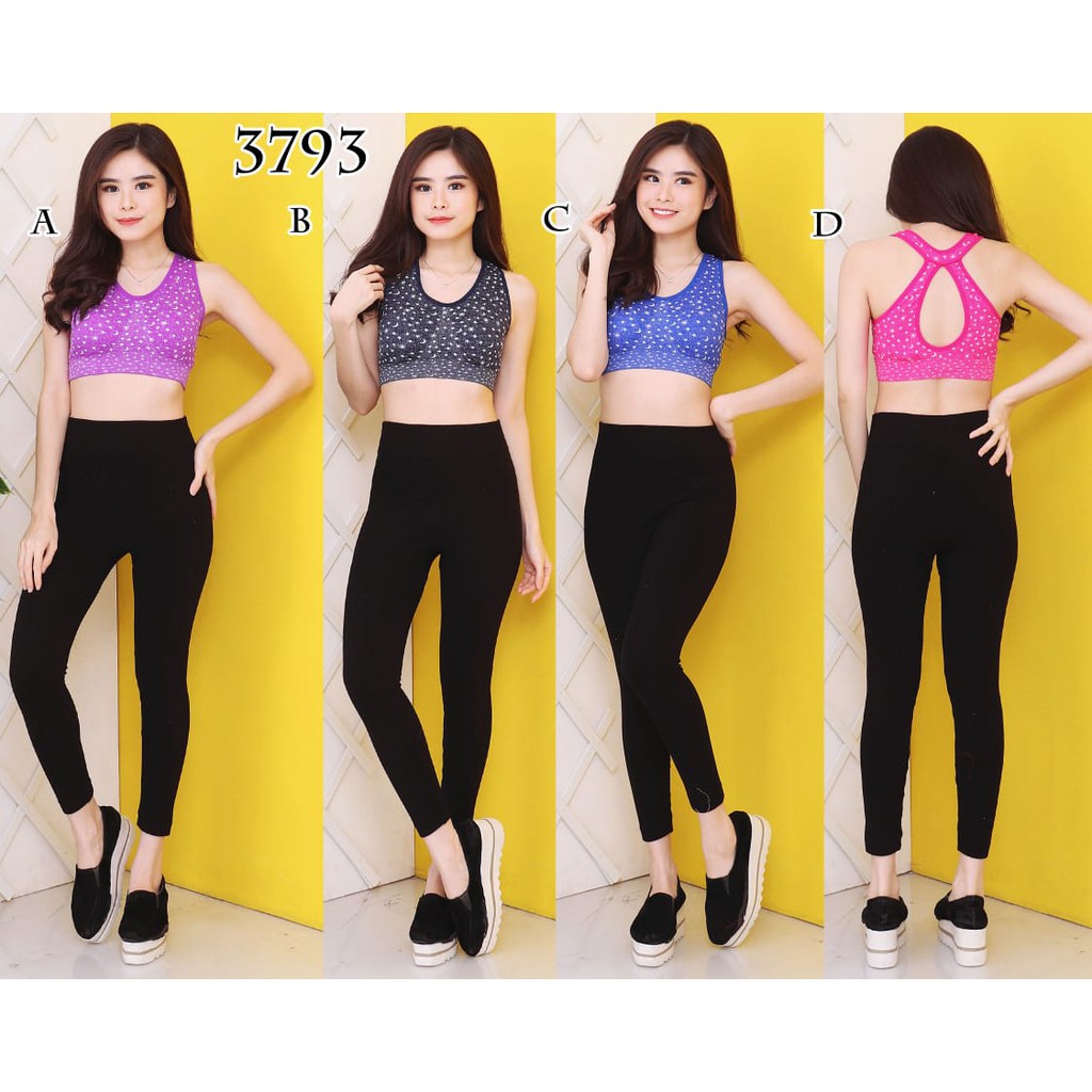 Stelan Baju  Senam Crop  Bra Star Panjang Shopee  Indonesia