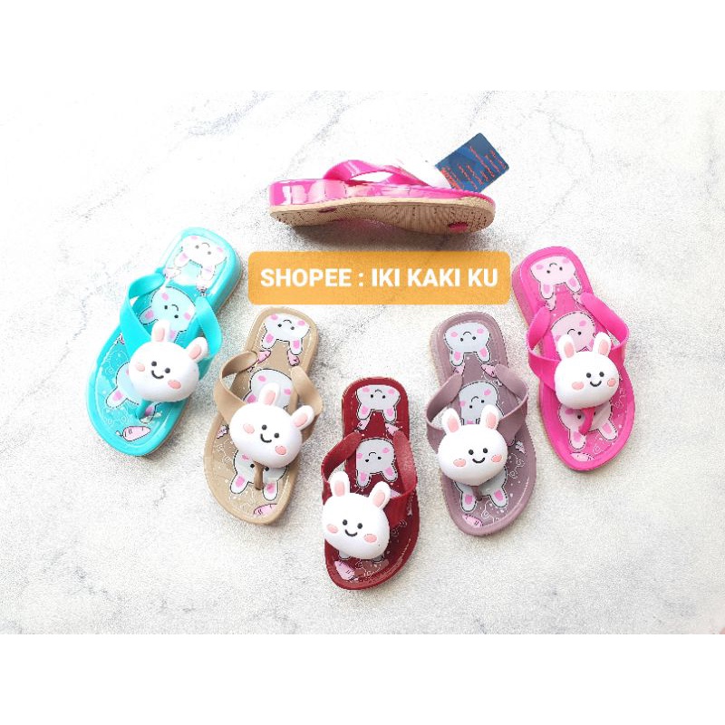 SANDAL JEPIT ANAK PEREMPUAN BONEKA KELINCI CONY BAHAN JELLY GLANZTON 1861-49 UKURAN 30-35