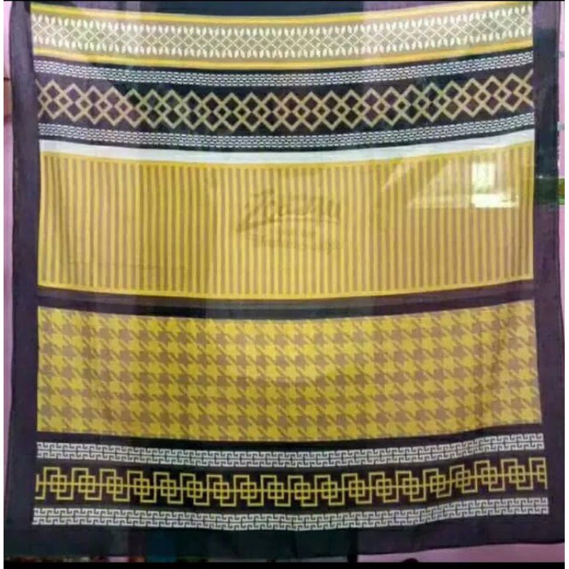 Terbaru !! Hijab Segiempat Voal Motif Inji Kuning Kerudung Segiempat Motif