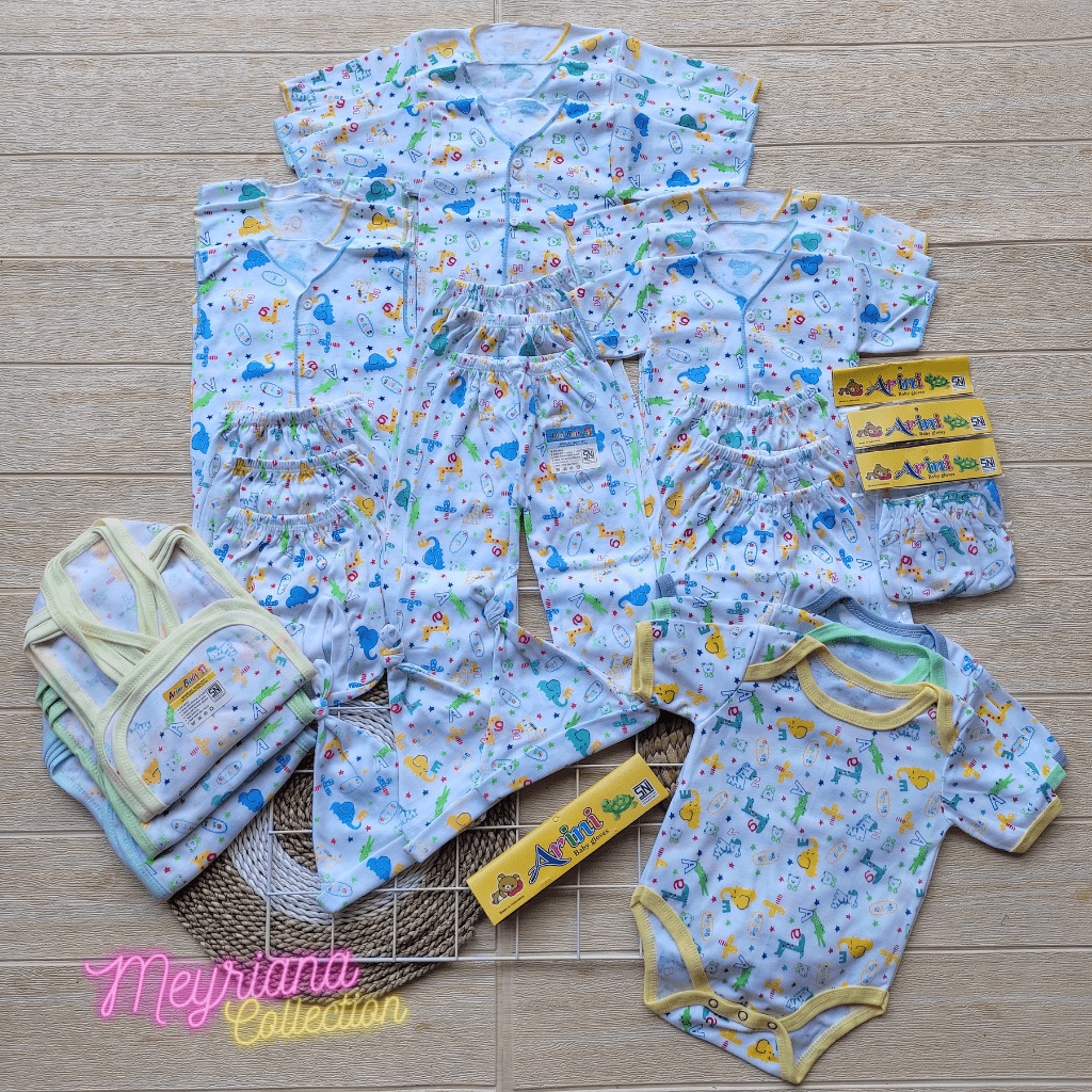 39 PCS Perlengkapan Bayi Baru Lahir Paket Newborn Laki Perempuan Celana Baju Bayi Jumper Topi  Popok Sarung tangan Kaki Seri Jungle Meyriana Collection