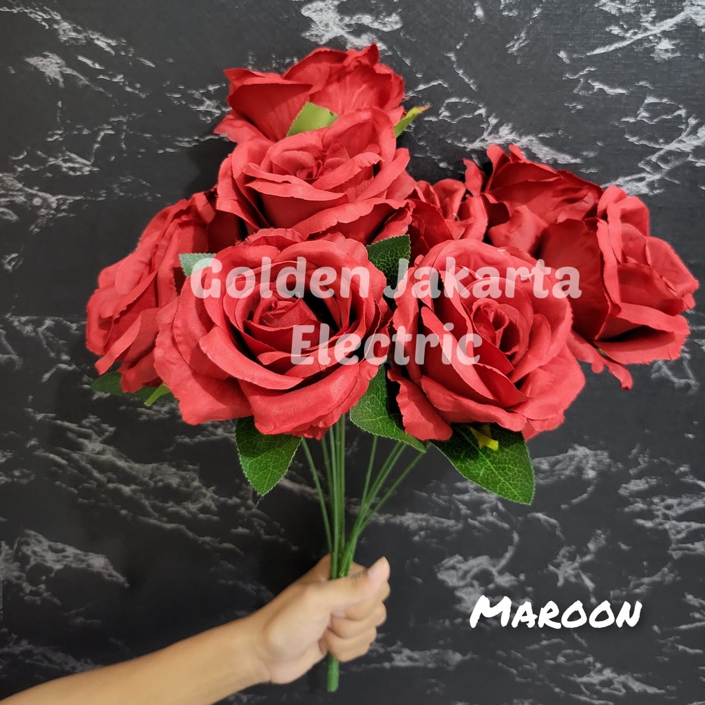 Bunga Mawar Premium 9 Cabang Jumbo Artificial Flower