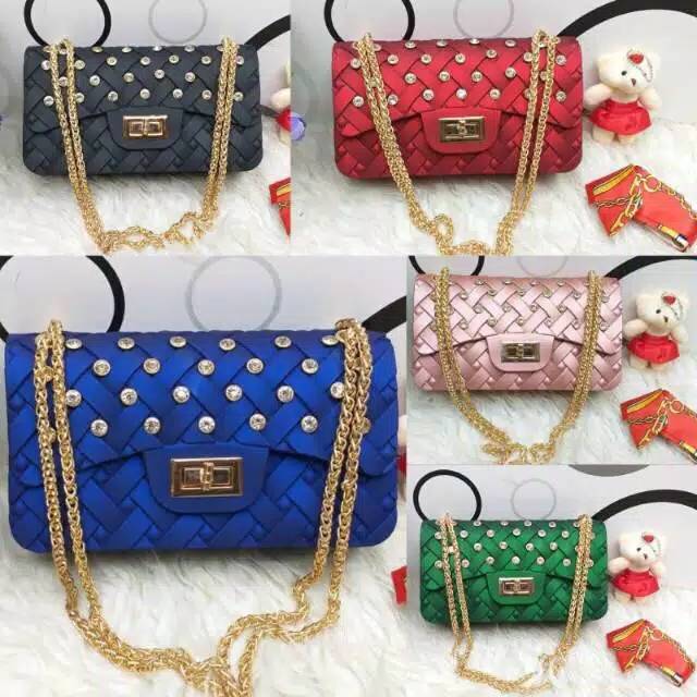 Tas jelly chevron diamond anyaman tikar