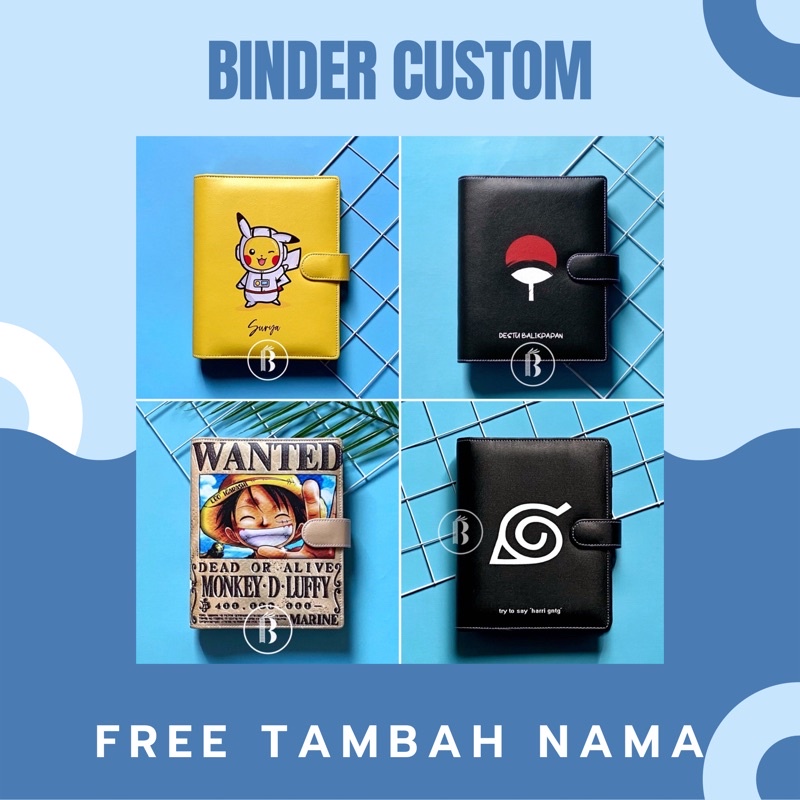 

Binder Custom Anime Naruto One Piece Pikachu FREE Tambah Nama A5 A6 B5 Planner Notebook