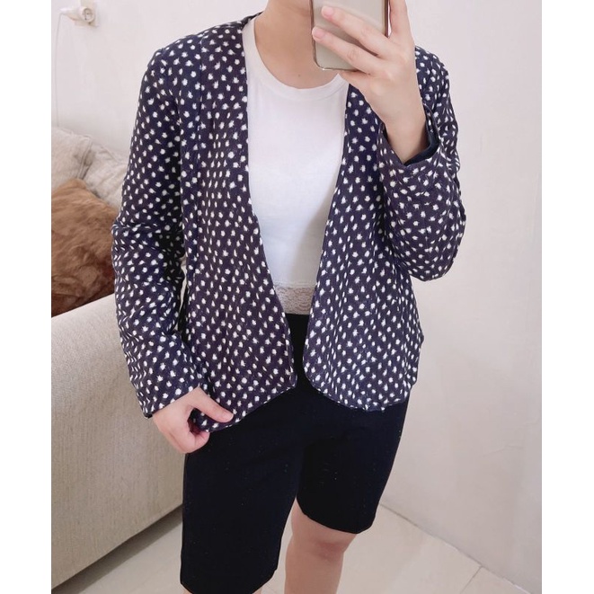 Loft Open Front Cardigan Print Navy