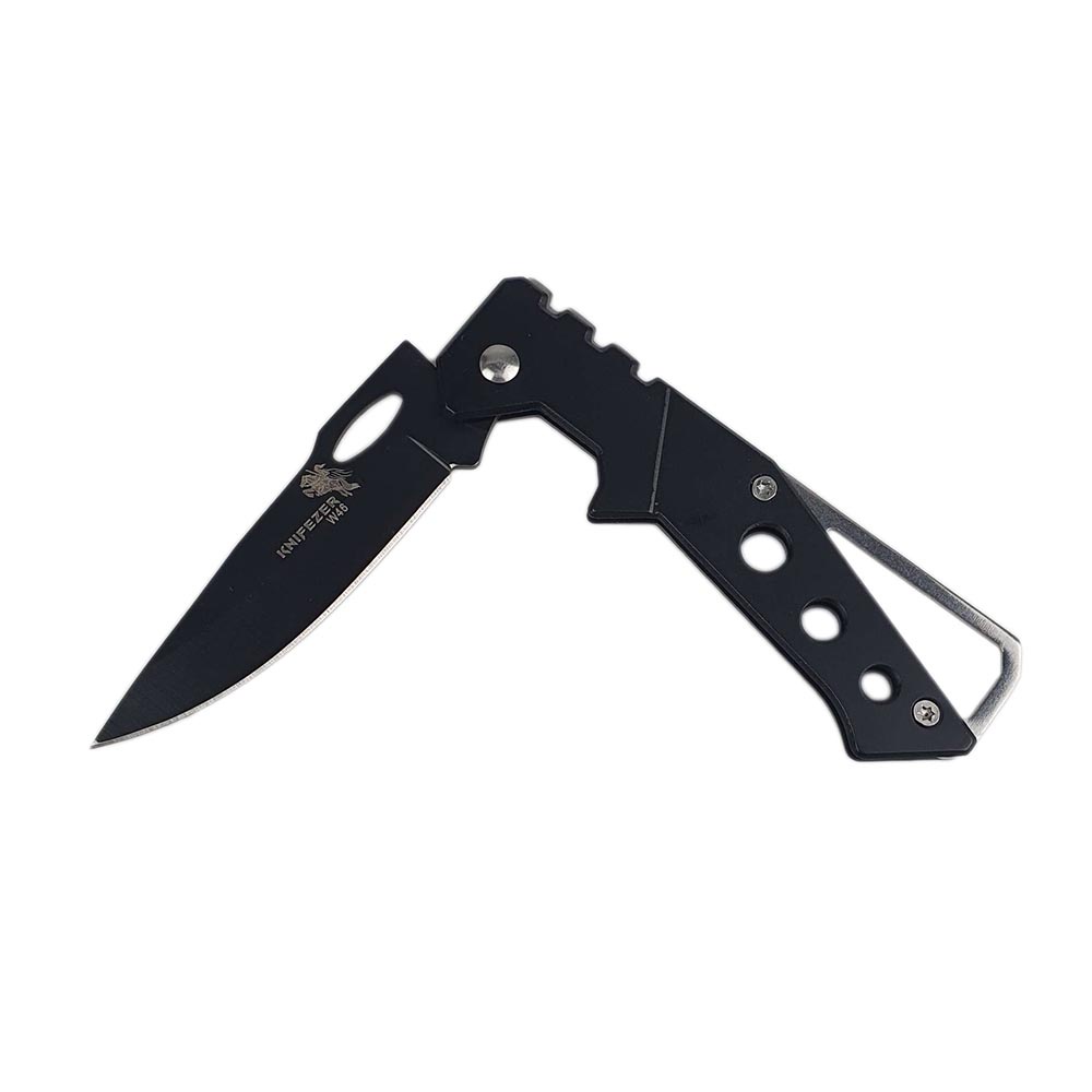 KNIFEZER Pisau Saku Lipat Mini Serbaguna Portable Knife Survival Tool - W46 - Black