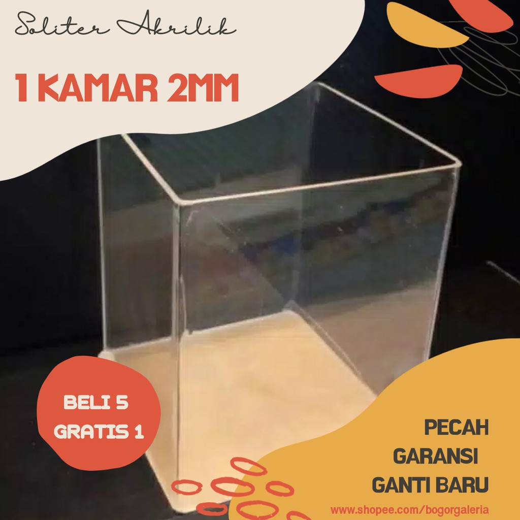 Aquarium Soliter Cupang Akrilik 1 Kamar 10 x 8 x 15 2mm FREE PACKING BUBBLE