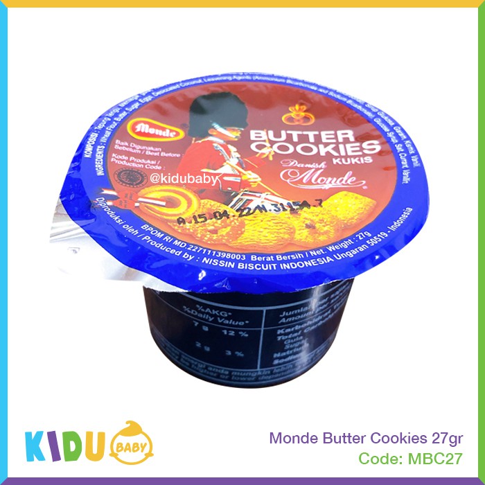 Monde Butter Cookies 27gr Kidu Baby Biskuit Cemilan / Cemilan Sehat dll (khusus ibunya) Kidu Baby