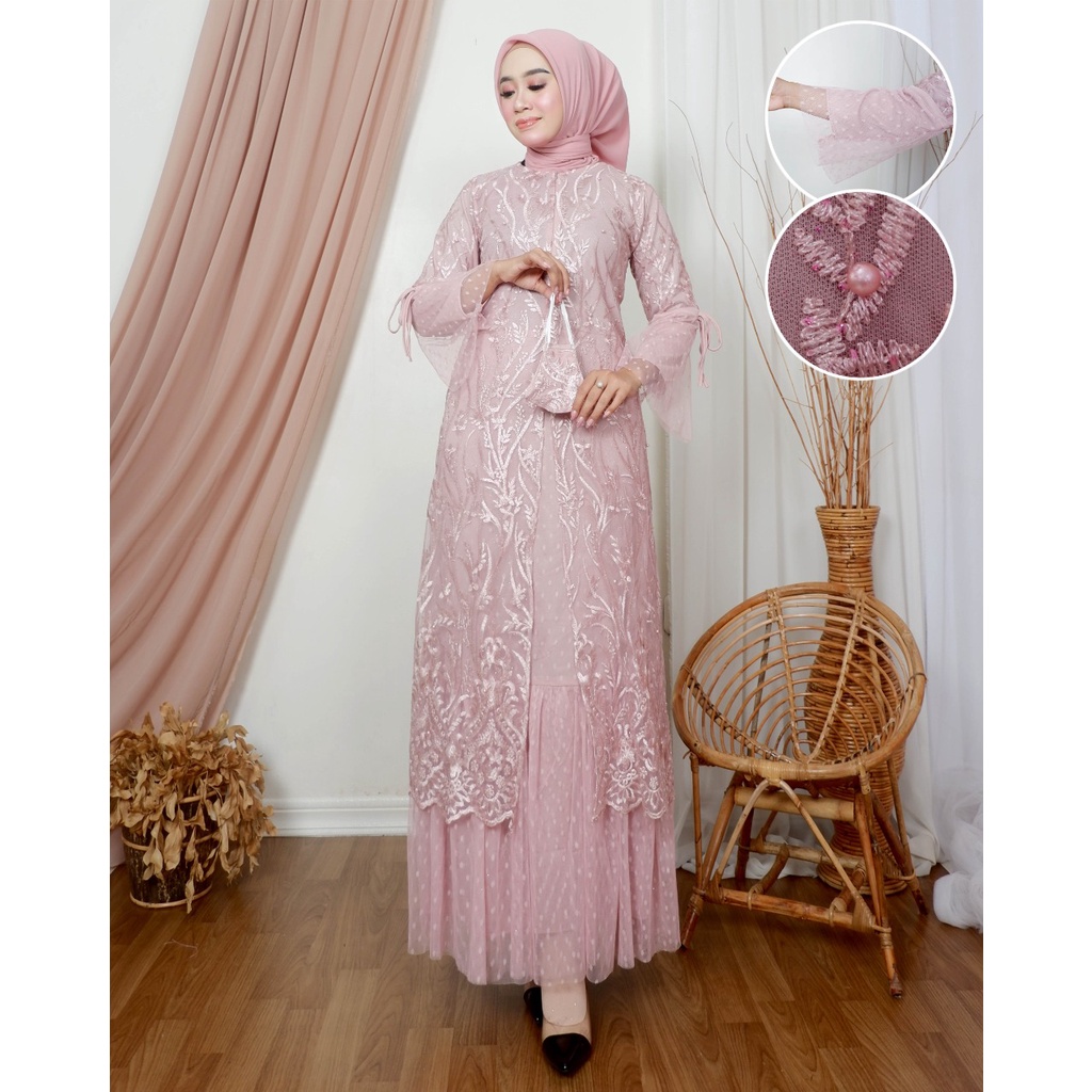 [COD] Bayar di Tempat || Gamis VIOLA || Gamis Wisuda Remaja Terbaru || Terlaris Gamis Pesta Tille Tuton Premium || Gamis Seragam Pesta Modern 2022