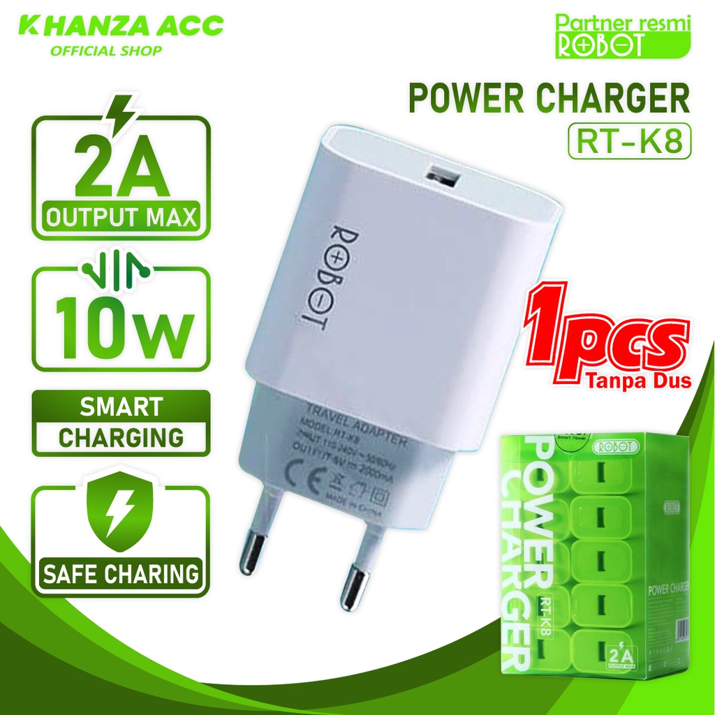 KHANZAACC Charger Robot RT-K8 10W 2A Small &amp; Portable ( Ecer 1 Pcs )