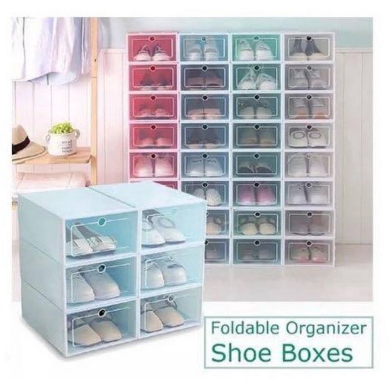 Kotak Sepatu Lipat Transparan / Shoes Storage Box Organizer / Rak Sepatu Plastik / Shoes Box Tempat Penyimpanan Sandal