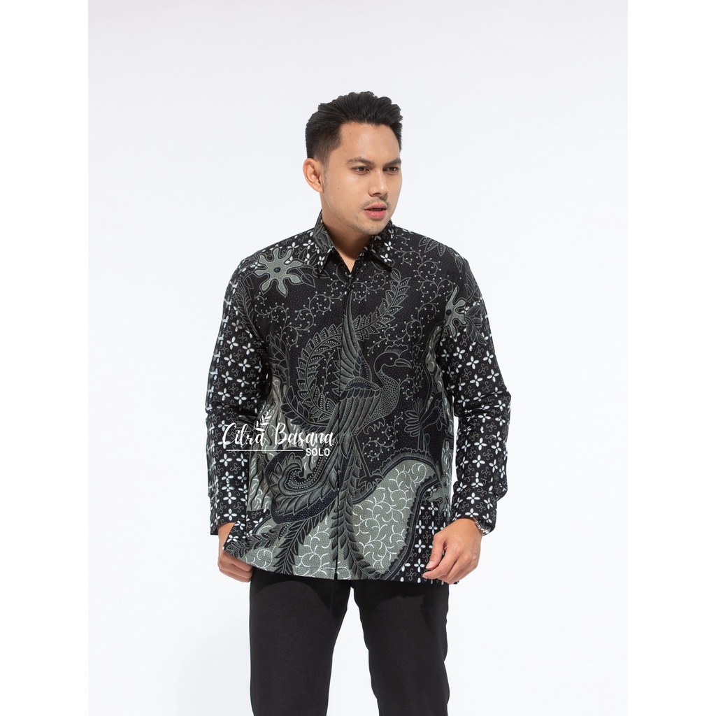 KENCONO HITAM Kemeja Batik Pria Full Furing Bahan Katun Primisima