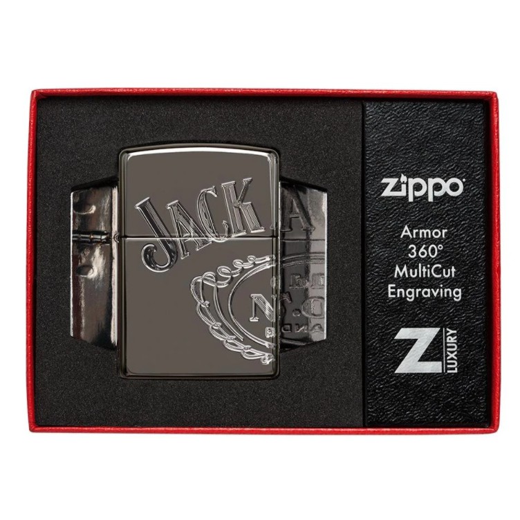 Zippo Original 49282 Jack Daniel's Armor High Polish Black Ice