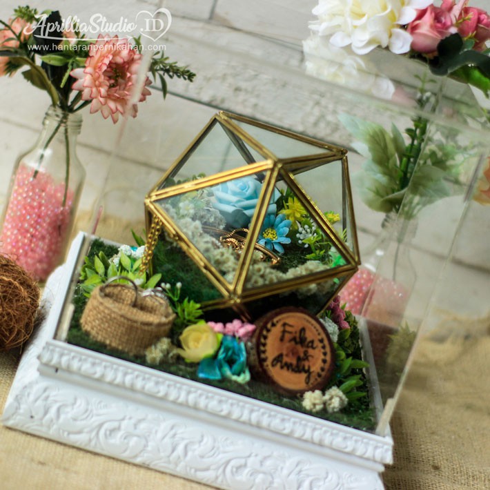 KOTAK PERHIASAN RUSTIC RINGBOX FL GREEN 19