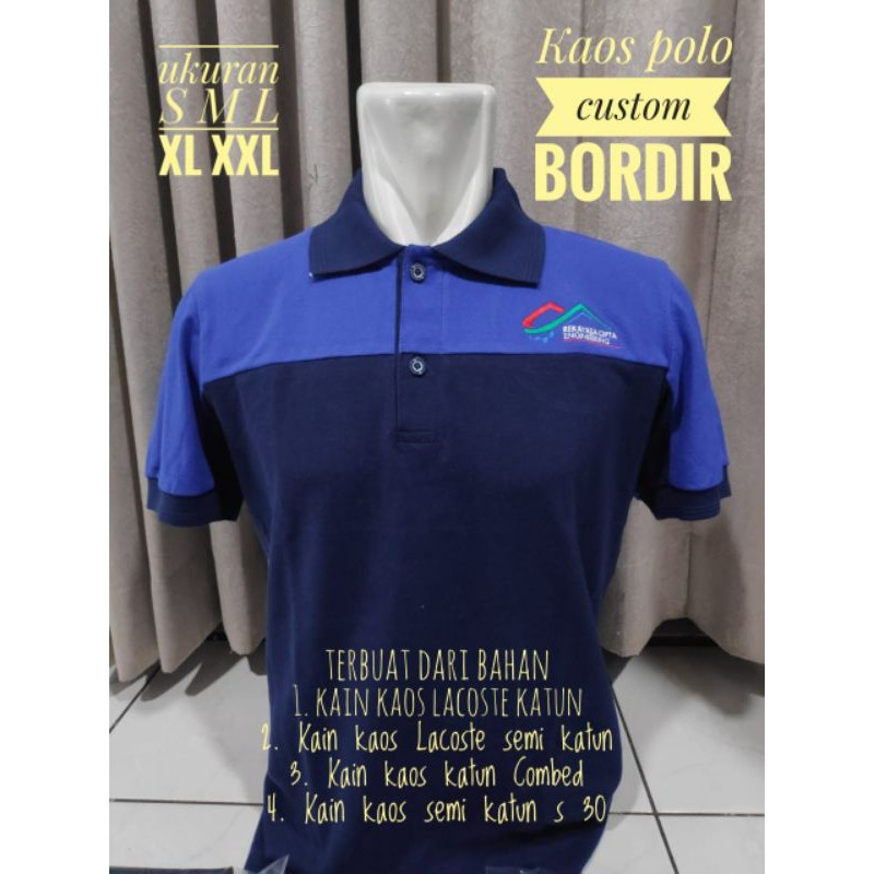 kaos polo costum bordir min pemesanan 12pcs