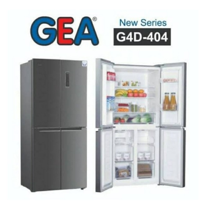 GEA Kulkas 4 Pintu Side by Side 404L Inverter G4D-404 180 Watt G4D 404 INOX