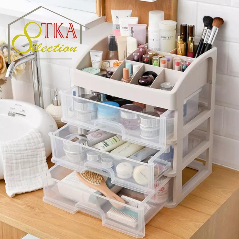 RAK KOSMETIK 3 LACI, RAK KOSMETIK 3 LACI SUSUN, RAK KOSMETIK SUSUN 3 LACI MURAH PLASTIK, RAK KOSMETI