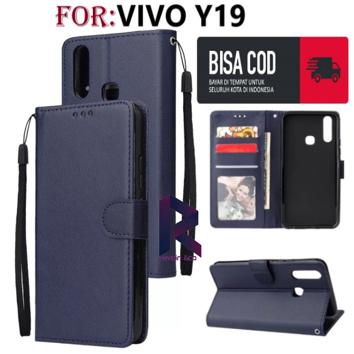 FLIP COVER VIVO Y19 CASING DOMPET FLIP WALLET LEATHER KULIT PREMIUM SARUNG BUKA TUTUP FLIP CASE VIVO Y19