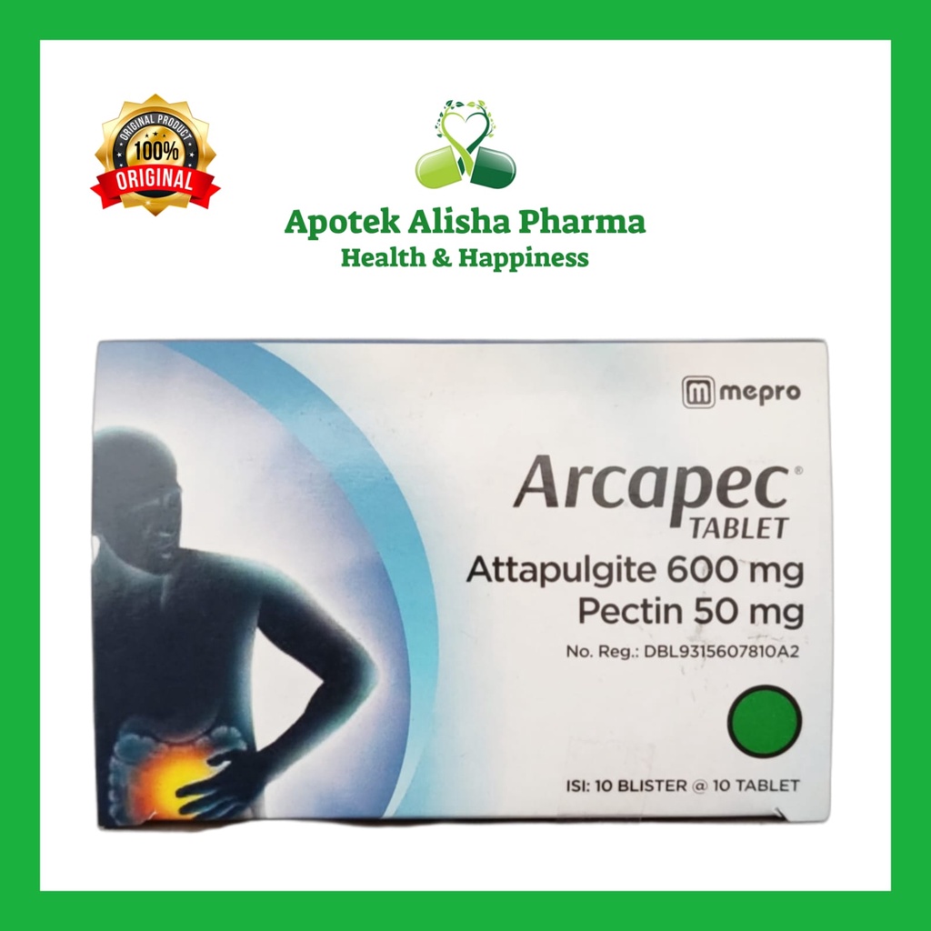 Arcapec Tablet (Strip 10tablet)-Arcapec Attapulgite Pectin Tablet Obat Diare/Mencret/Muntaber Dewasa/Arcapek/Arkapek Tablet