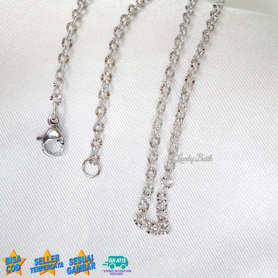 Lovelybutik - Kalung Polos Titanium Rantai Kalung Anak Titanium Model Rantai Nori Donat 35 Cm Panjang Rantai