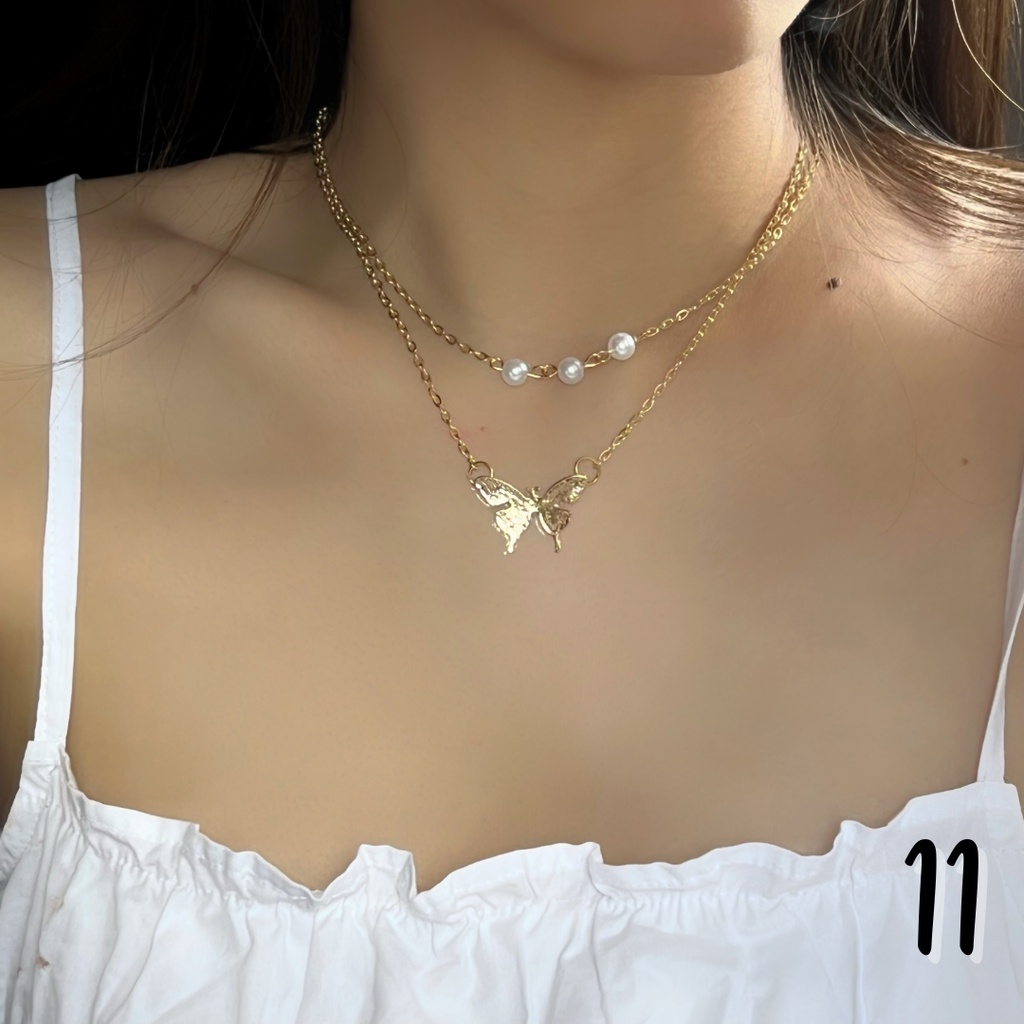 Necklace / Kalung Wanita Korea / Aksesoris Wanita / Kalung Rantai / Kalung Aesthetic / Kalung Layer Polos