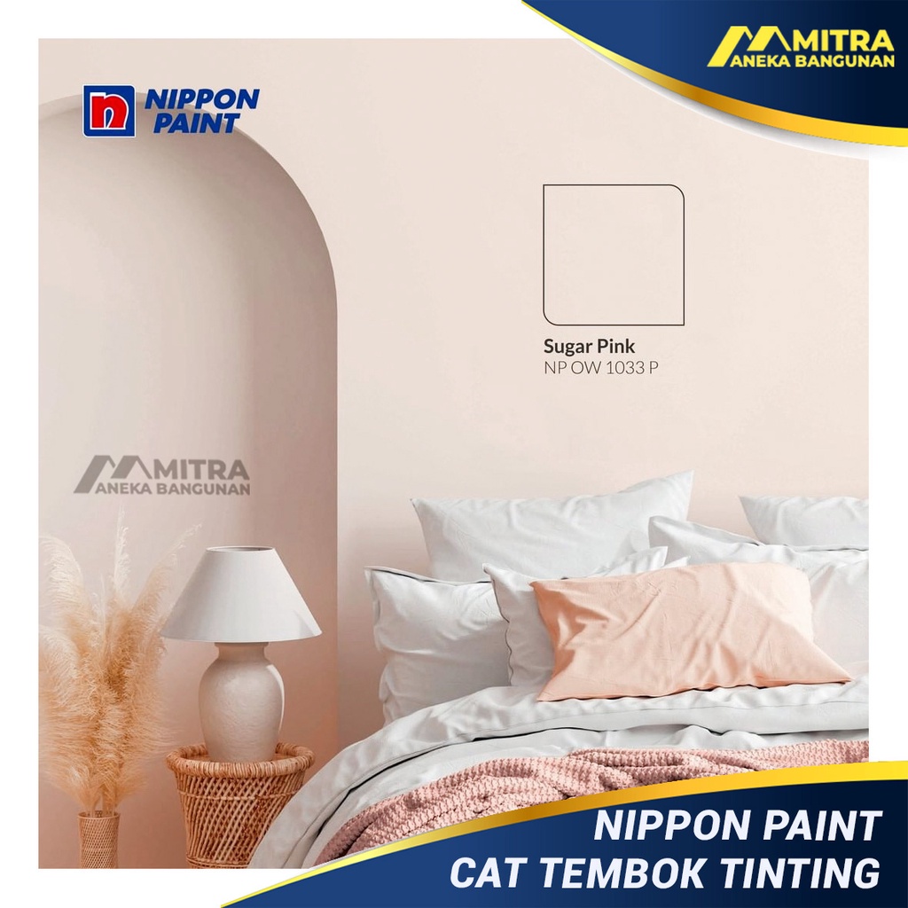 CAT TEMBOK EKSTERIOR INTERIOR NIPPON PAINT SUGAR PINK NP OW 1033P  / VINILEX ELASTEX SPOTLESS / PINK