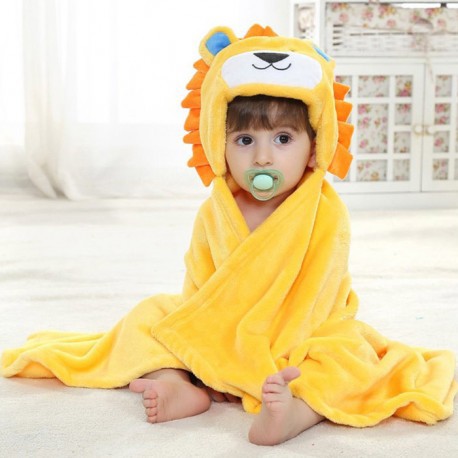 Selimut Topi Karakter Selimut Bayi Double Fleece Selimut Hoodie Bulu Bayi 3D Hoodie Blanket