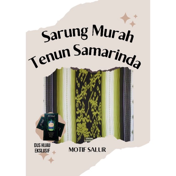 SARUNG DUS HIJAU EKSKLUSIF MOTIF SALUR TENUN SAMARINDA DEWASA / SARUNG DEWASA MURAH / SARUNG TENUN D