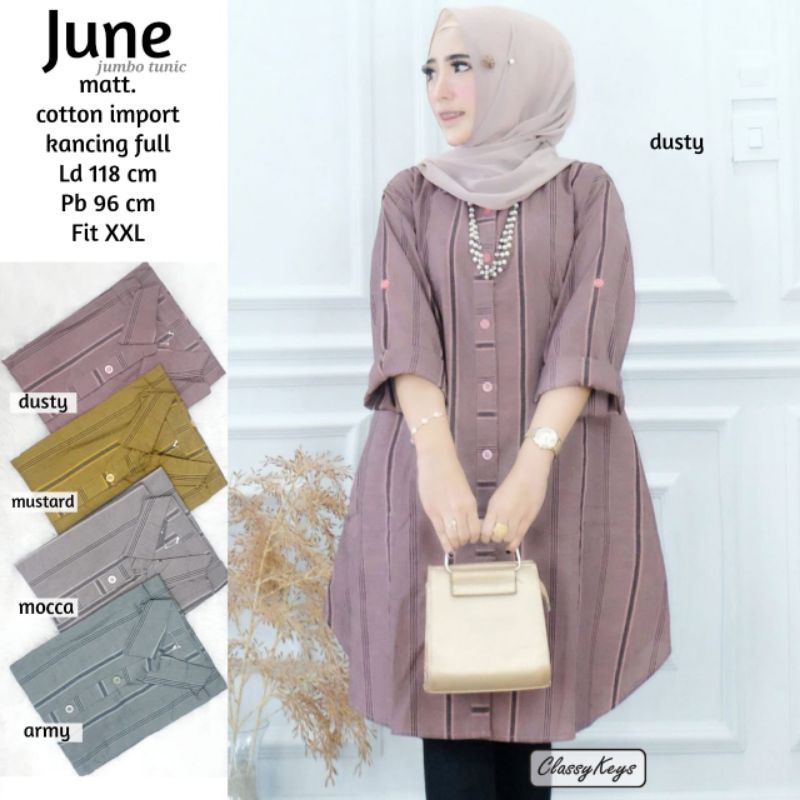 june tunik wanita Jumbo fashion solo recommended high quality