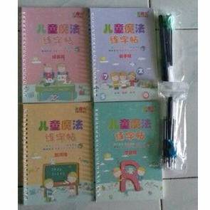 

1set/4pcs Groove Magic Copybook Buku Ajaib Belajar Menulis Anak PAUD TK dengan Pena dan Refill
