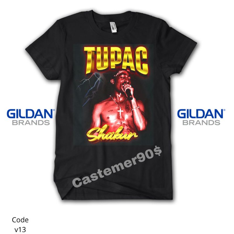 kaos vintage 2pac Tupac tag gildan