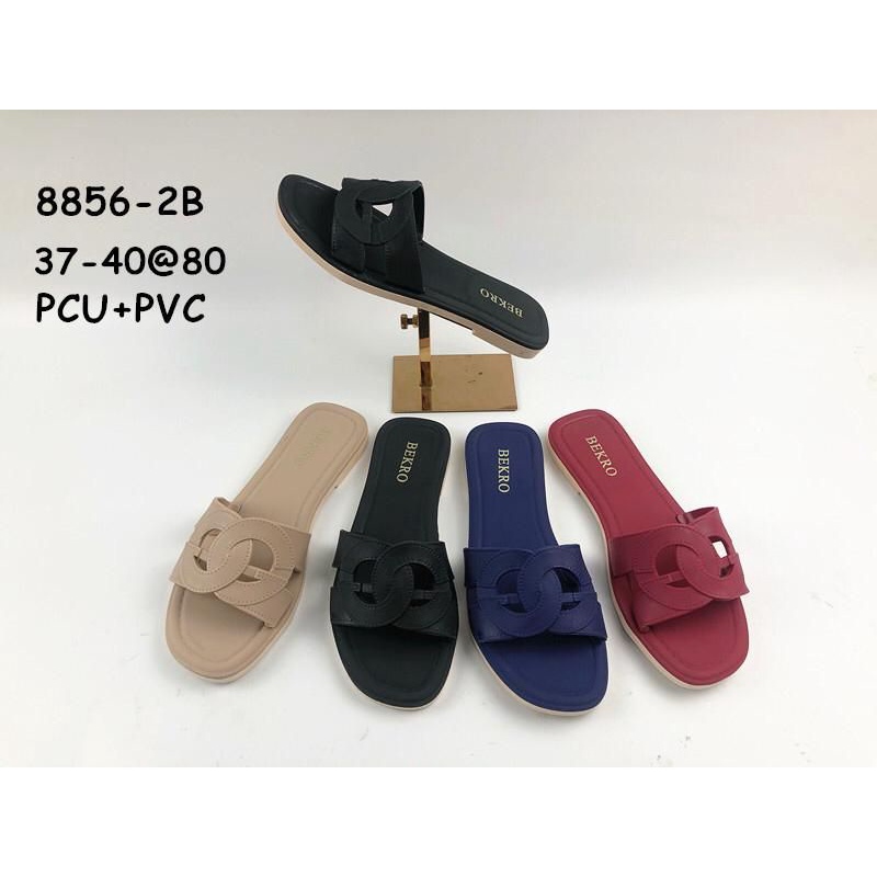 sandal bekro 8856-2B CHANEL sandal selop jelly wanita motif chanel