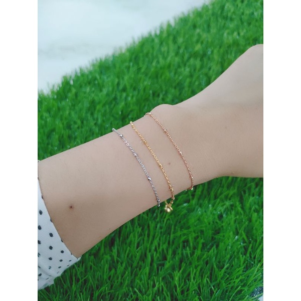 GELANG PERAK ASLI SILVER 925 LAPIS EMAS/GELANG TANGAN RANTAI JEDAR+1BEL/ASLI SILVER/ PERHIASAN  PERAK FASHION WANITA