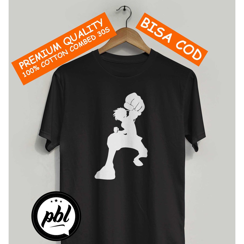 Kaos ONE PIECE kaos anime pria motif Luffy Fist jump