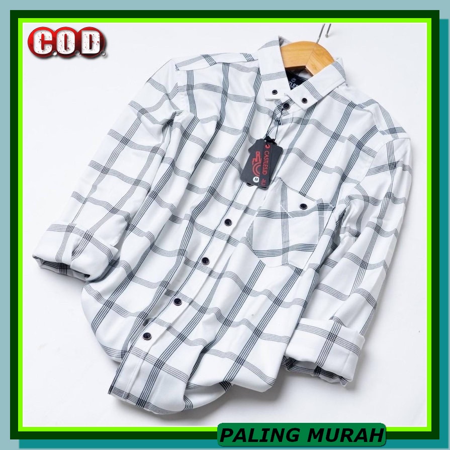 Osella Baju Kemeja Pria Lengan Panjang Polos Branded Polos Lengan GQ872 Kemeja Flanel Pria Lengan P