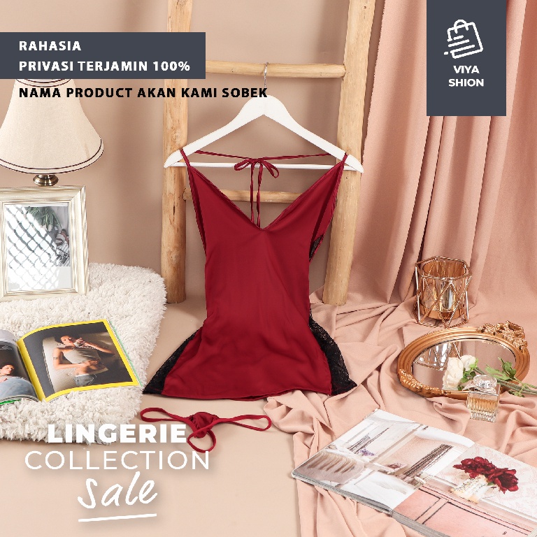 Lingerie Sexy Set Dress Gaun Piyama Baju Tidur Seksi Wanita Cosplay Hitam Hot Dewasa Cantik Menarik Premium-3