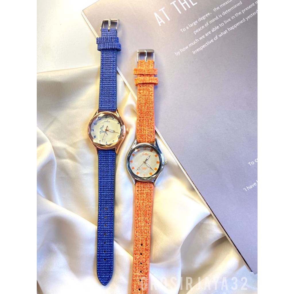 JAM TANGAN WANITA FOLIIA RAINBOW STRAP NILON KOMBINASI KALEP