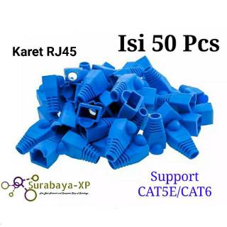 Jual Karet Pelindung Plugboot 50 pcs konektor RJ45 CAT5E CAT6 Biru isi