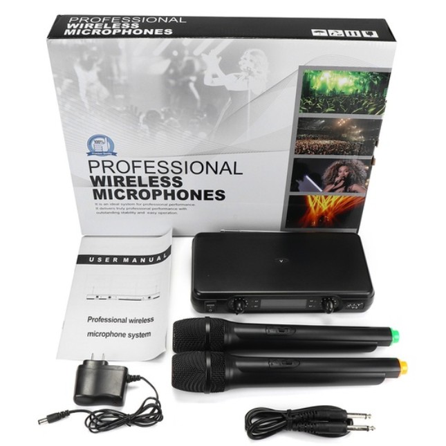 Professional Wireless Microphone 2 Dual Channel mic Cordless