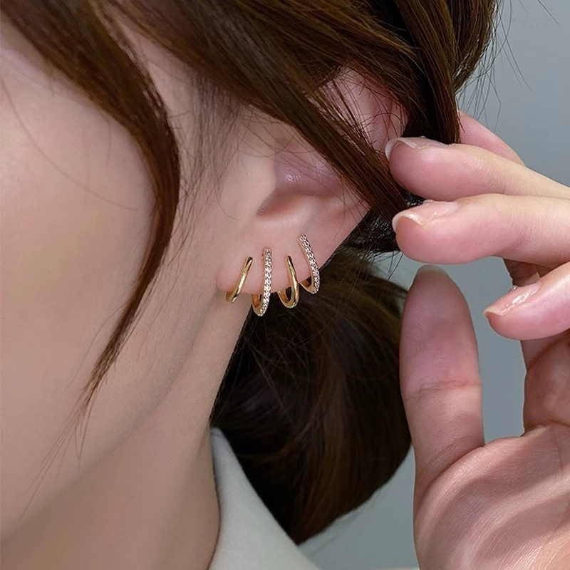 Anting Tusuk Gantung Wanita Hias Zircon Gaya Korea / Elegan Untuk Pesta / Pernikahan