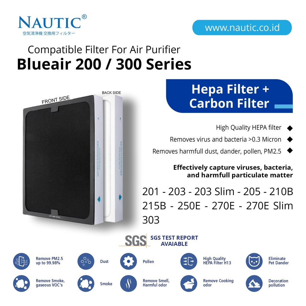 NAUTIC - Hepa Filter Blu*air 201 203 205 270i 280i 303 200/300 ADAPTED FILTER BLU*AIR