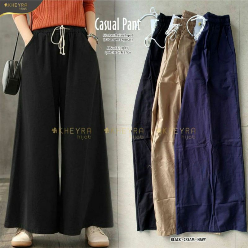 CASUAL PANTS by ALILA - celana kulot katun polos tebal