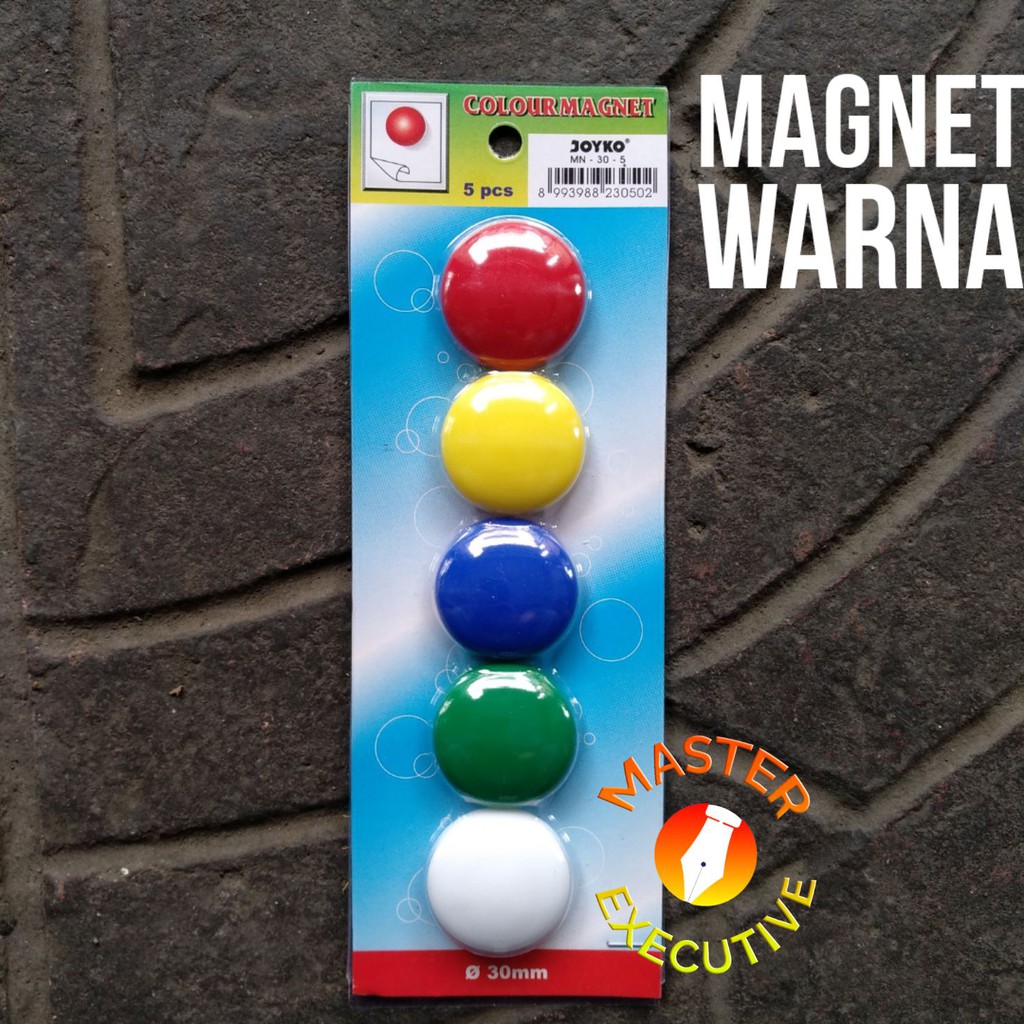 [Set - 5 Buah] Joyko Colour Magnet Whiteboard 5 Warna - Diameter 30 mm / MN-30-5